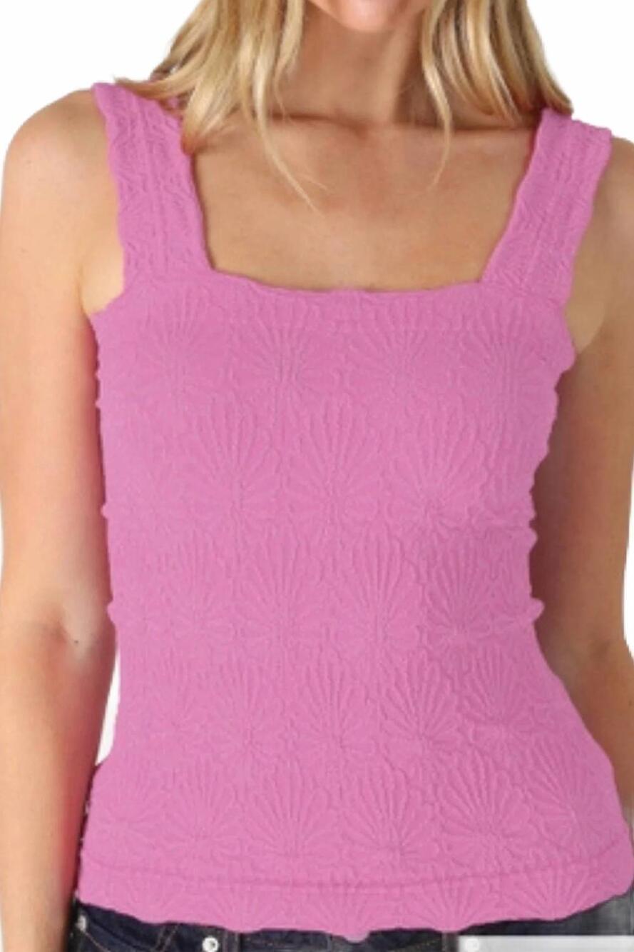 NEW NIKIBIKI lace textured square neck tank top in pink
